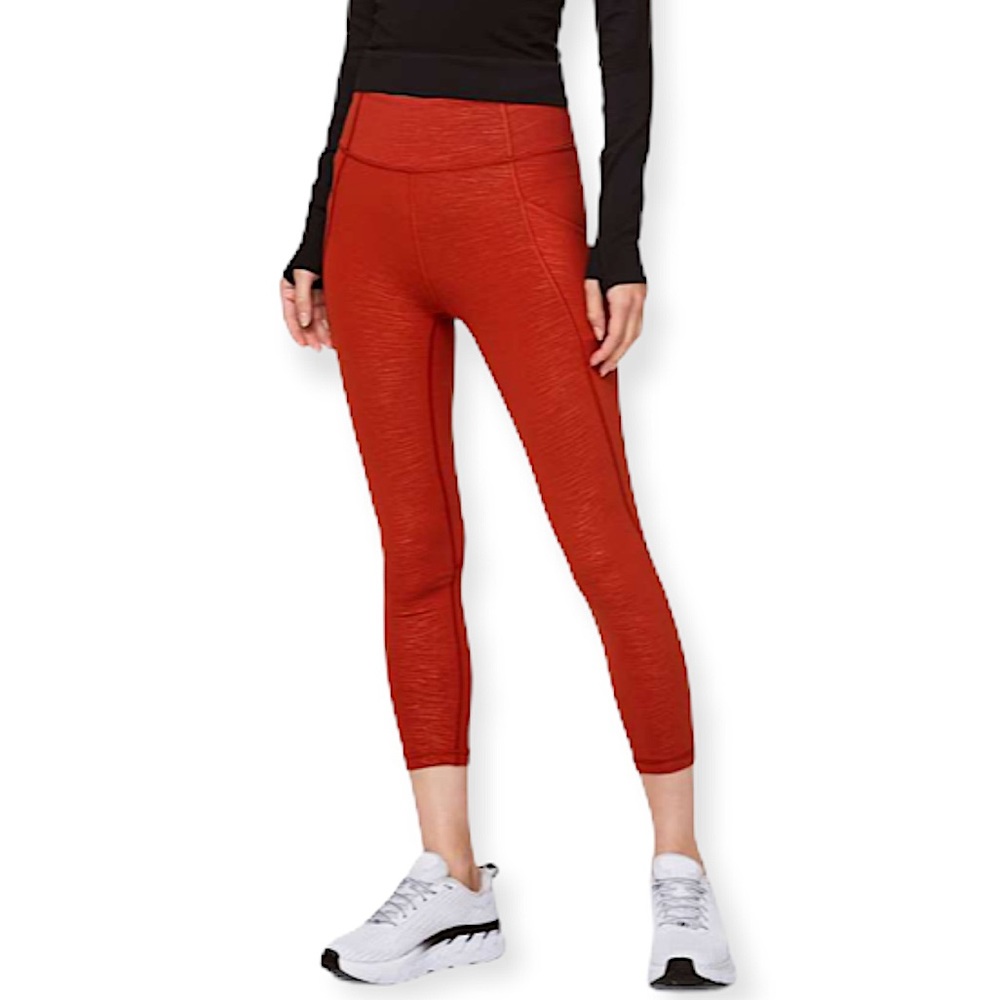 Lululemon time to sweat orange crop leggings size 6